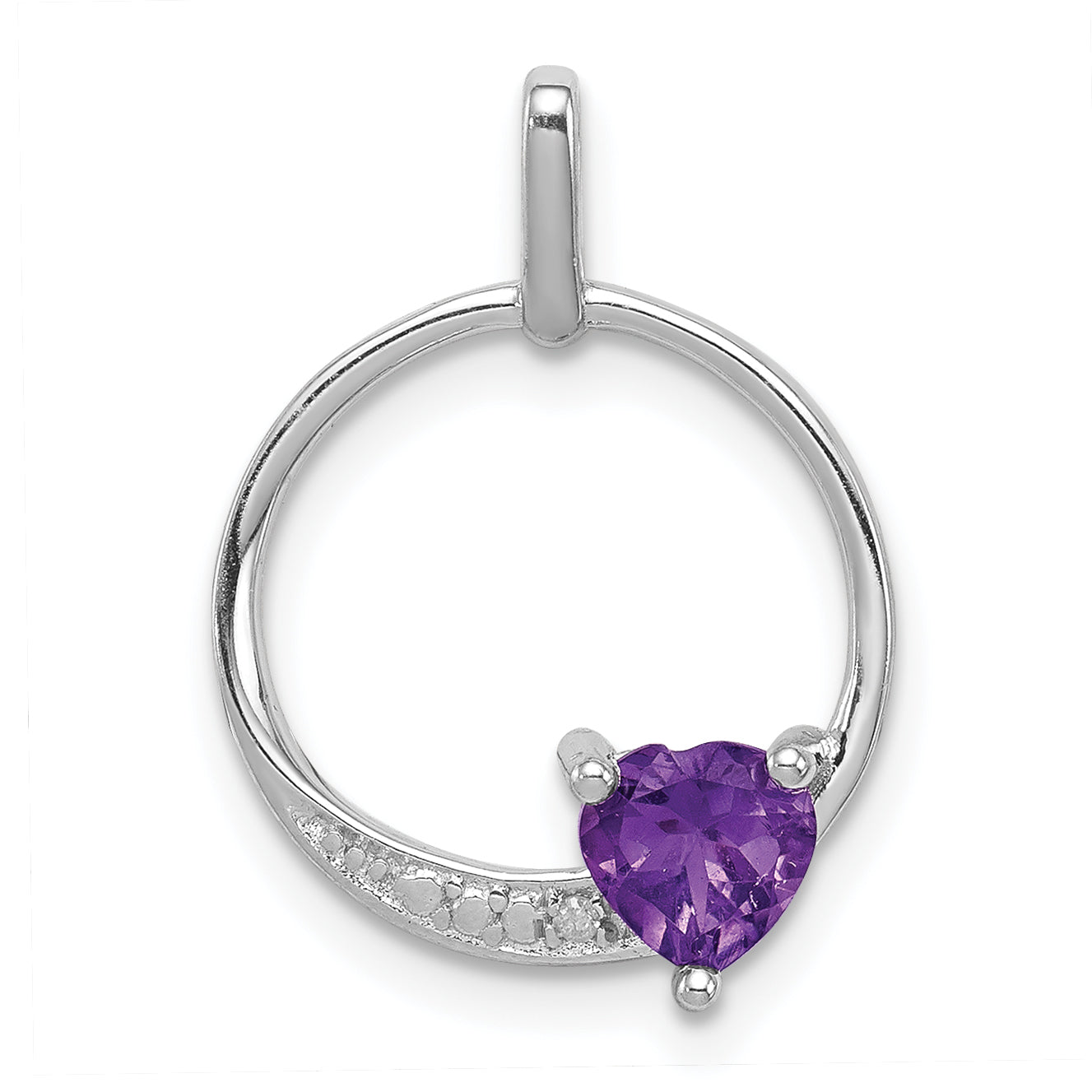 Sterling Silver Rhodium-plated Amethyst and Diamond Pendant