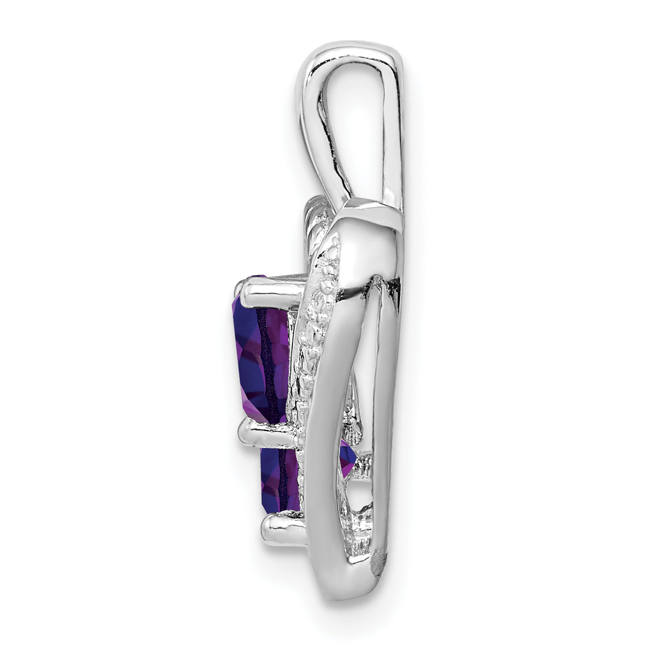 Sterling Silver Rhodium-plated Amethyst and Diamond Pendant