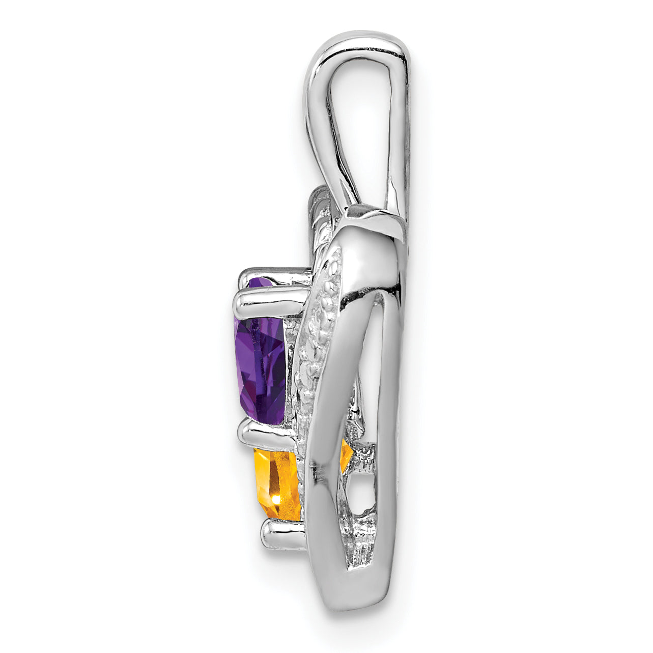 Sterling Silver Rhodium-plated Amethyst Citrine and Diamond Pendant Secondary image