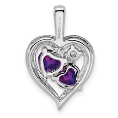 Sterling Silver Rhodium-plated Amethyst and Diamond Pendant