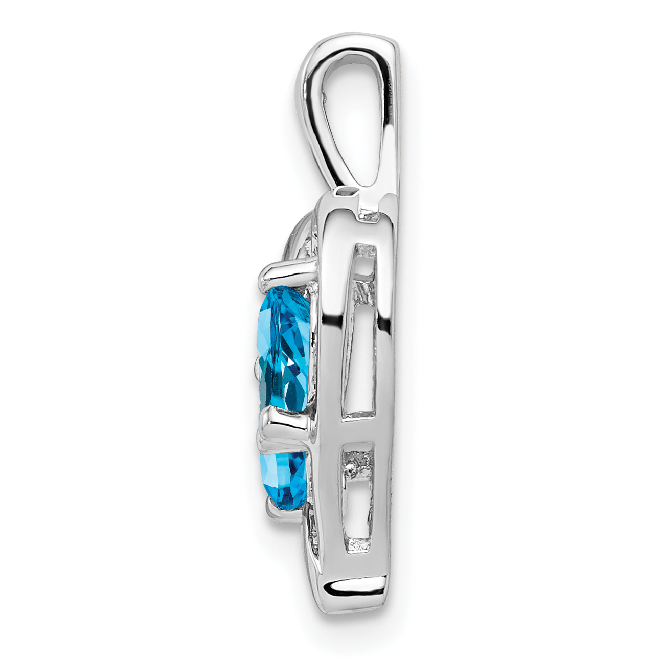 Sterling Silver Rhodium-plated Blue Topaz Diamond Pendant Secondary image