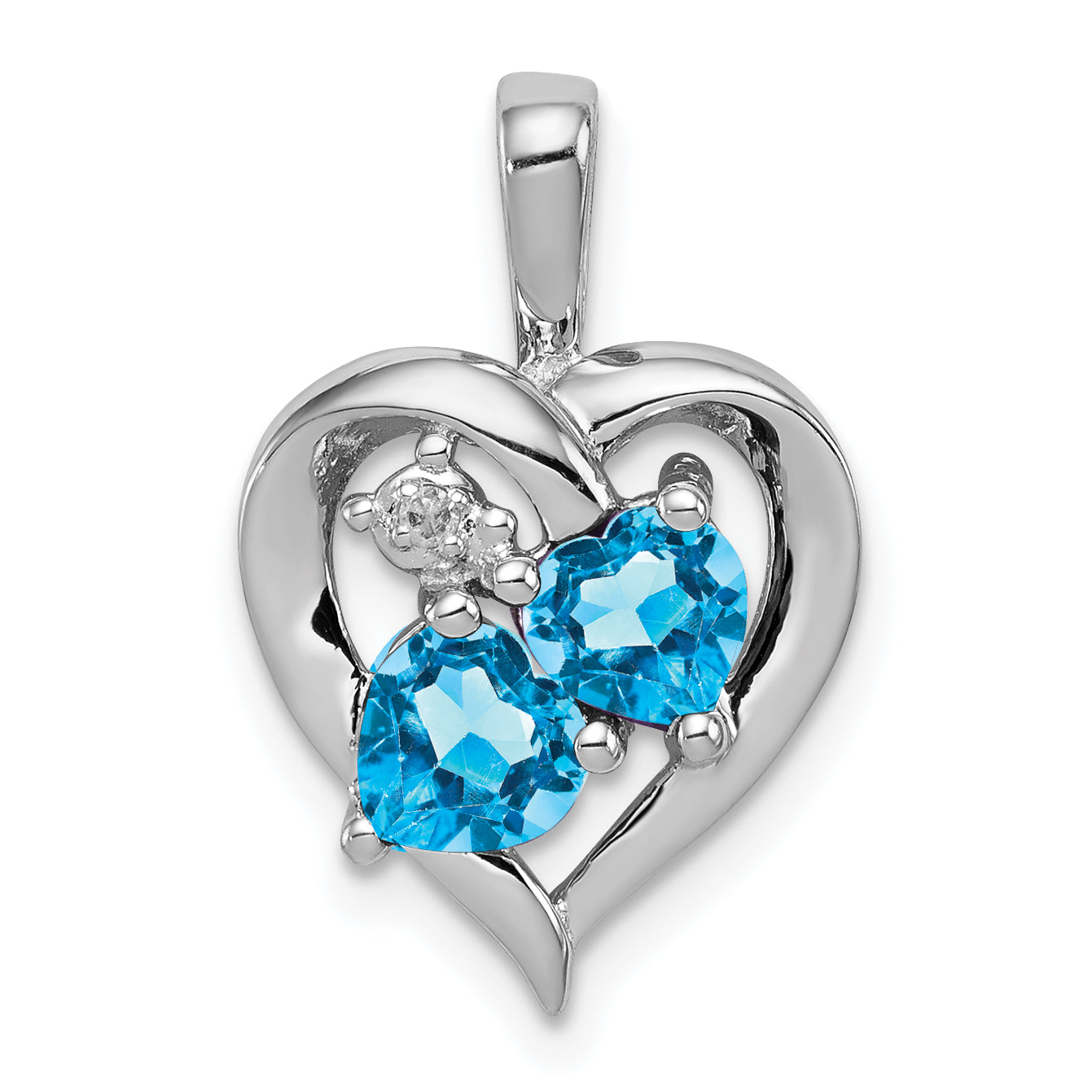 Sterling Silver Rhodium-plated Blue Topaz Diamond Pendant Main image