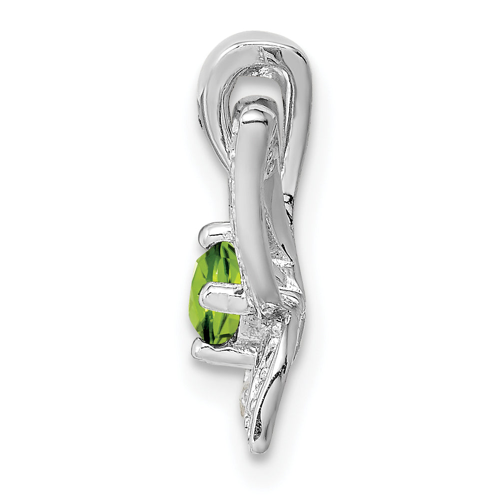 Sterling Silver Rhodium-plated Peridot and Diamond Pendant Secondary image