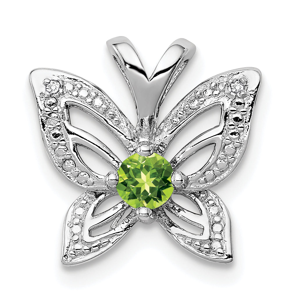 Sterling Silver Rhodium-plated Peridot and Diamond Pendant Main image