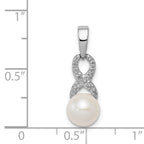 Sterling Silver Rhod Plated Diamond and FW Cultured Pearl Pendant