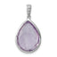 Sterling Silver Rhodium Plated Diamond and Rose de France Pendant