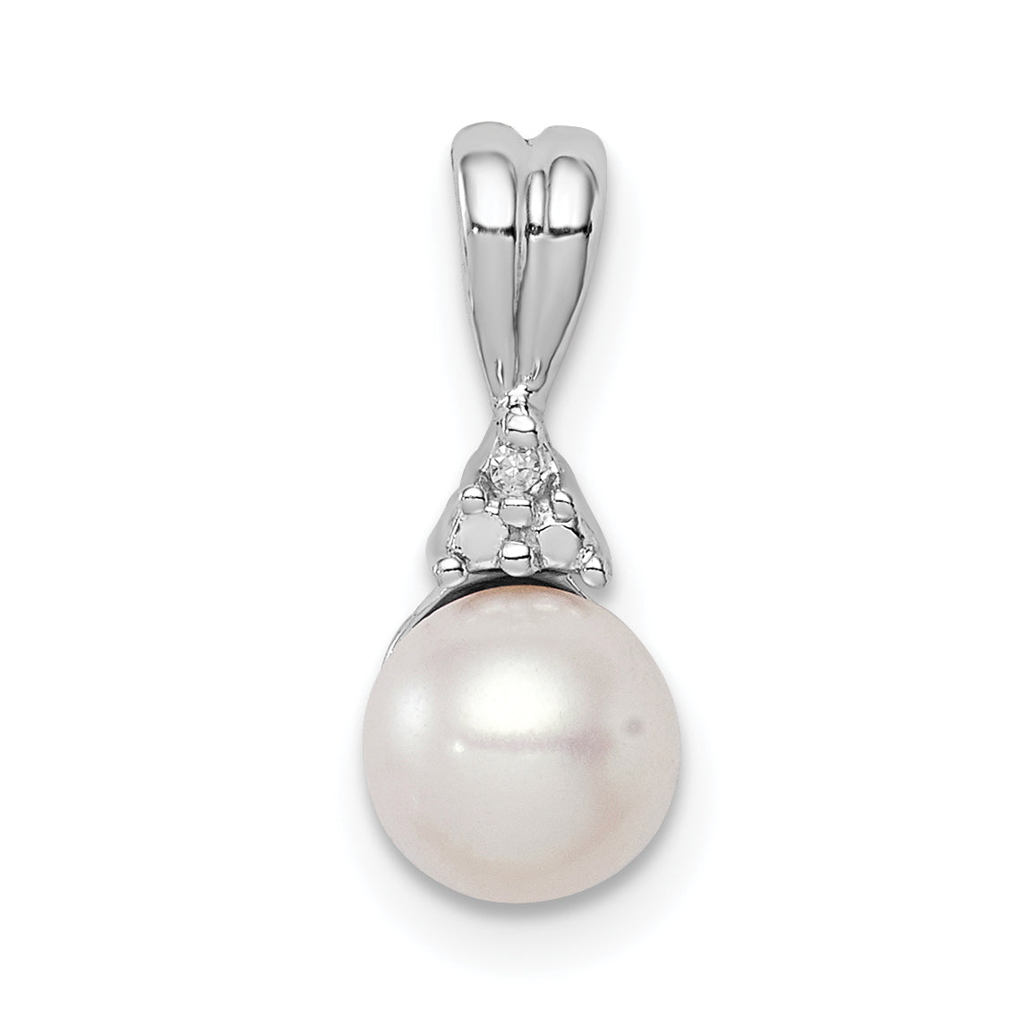 Sterling Silver Rhod Plated Diamond and FW Cultured Pearl Pendant Main image