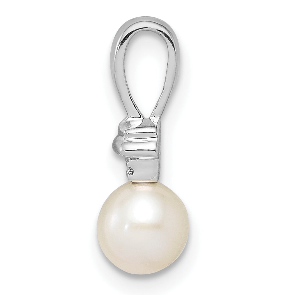 Sterling Silver Rhod Plated Diamond and FW Cultured Pearl Pendant Secondary image