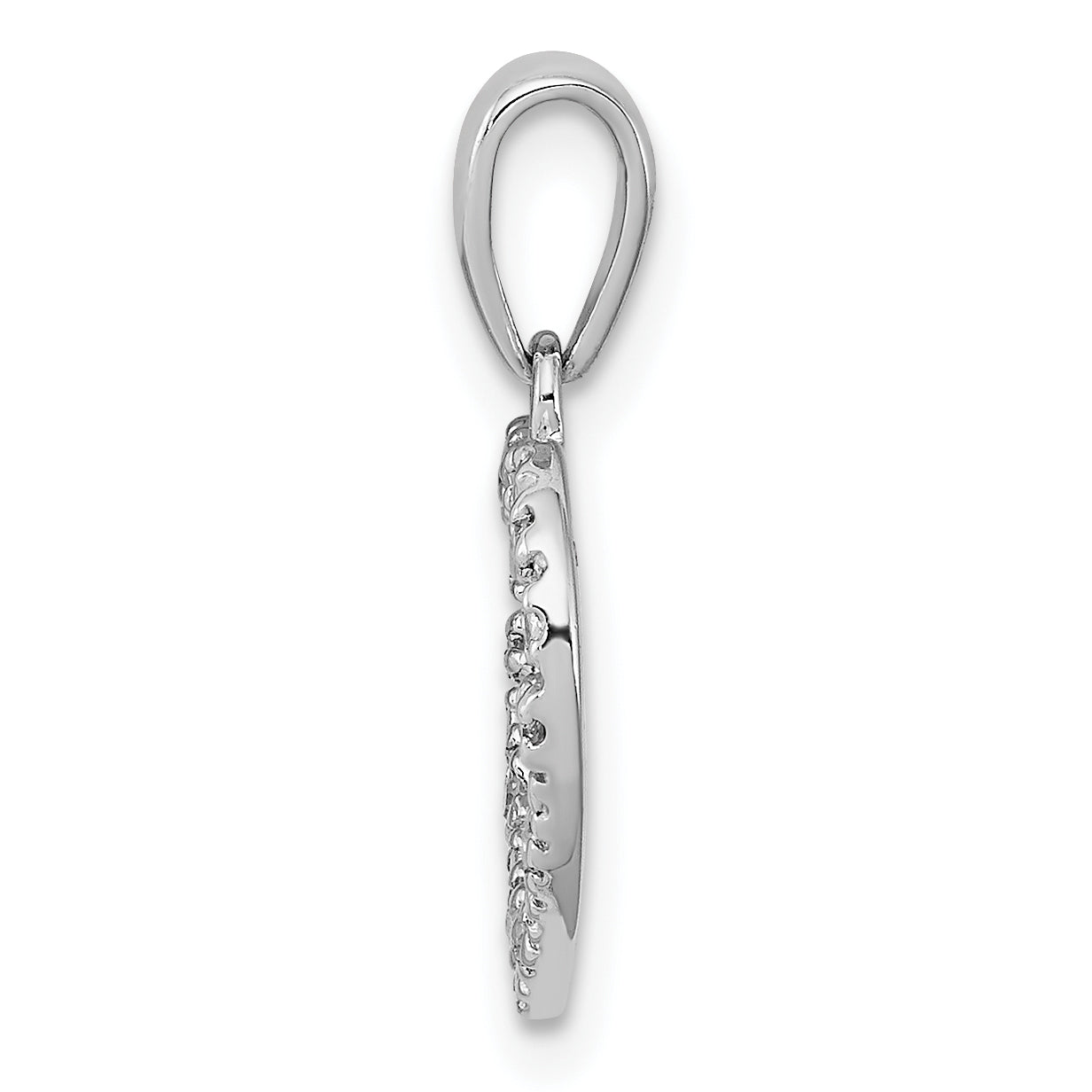 Sterling Silver Rhodium Plated Diamond Heart Pendant Secondary image