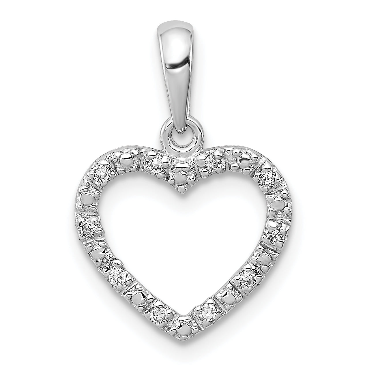 Sterling Silver Rhodium Plated Diamond Heart Pendant Main image