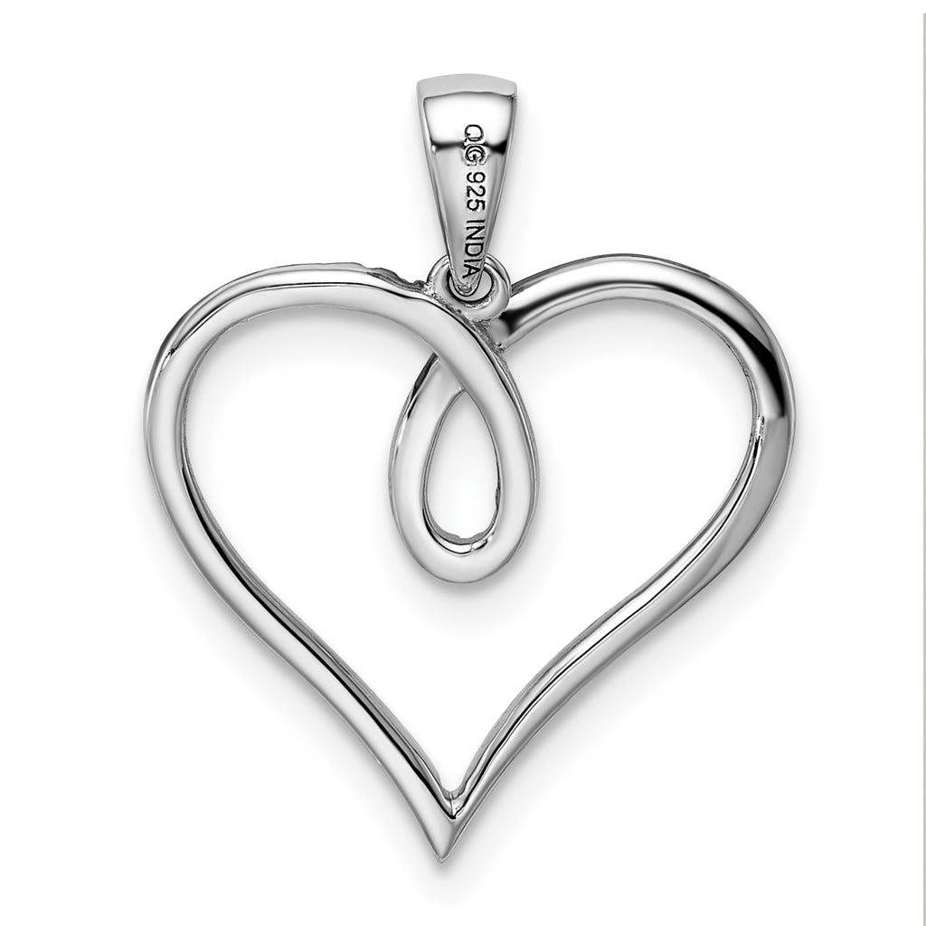 Sterling Silver Rhodium Diam. Heart Pendant