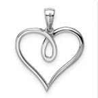 Sterling Silver Rhodium Diam. Heart Pendant