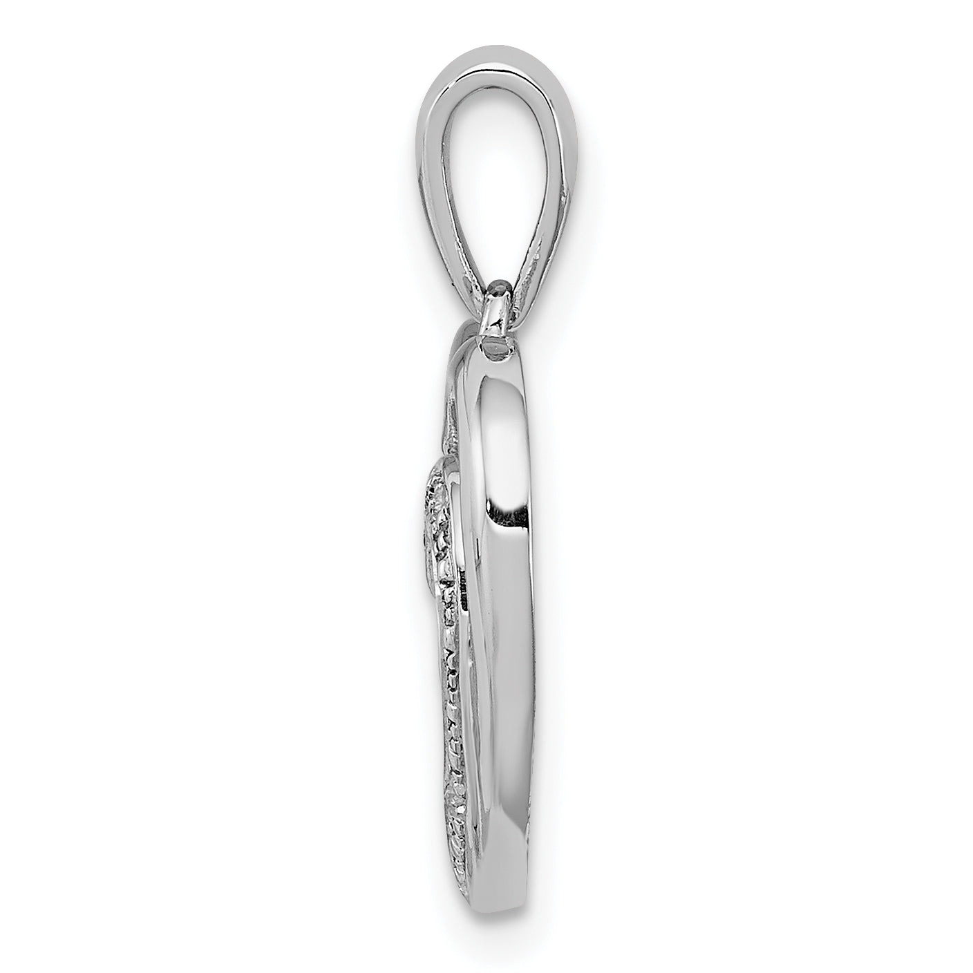 Sterling Silver Rhodium Plated Diamond Double Heart Pendant Secondary image