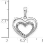 Sterling Silver Rhodium Plated Diamond Double Heart Pendant