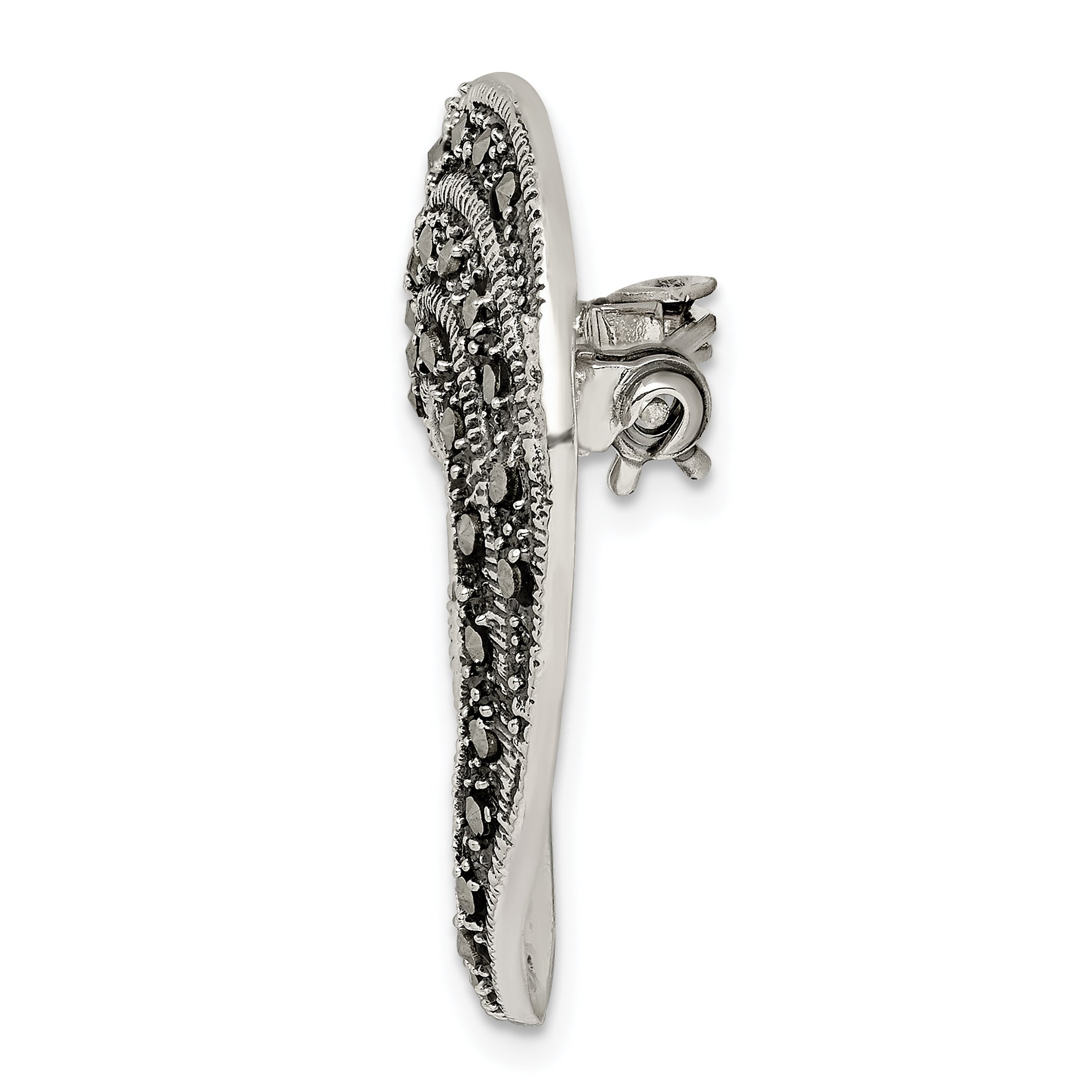Sophia Jewelers 925 Sterling Silver Marcasite Open Heart Brooch Vintage Chic Secondary image