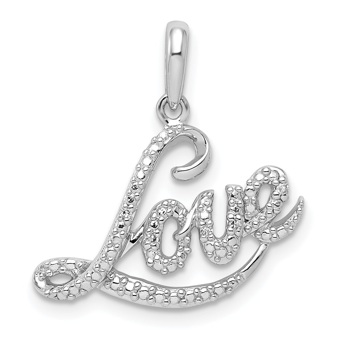 Sterling Silver Rhodium Plated Diamond Love Pendant Main image