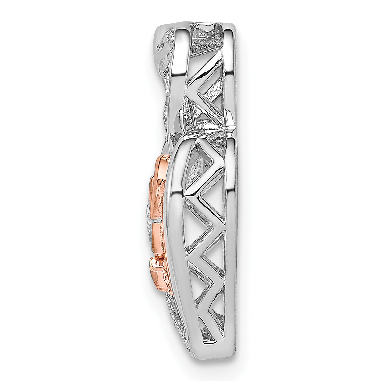 Sterling Silver Rhodium Diam.s Rose Gold Plated I HEART U Pendant Secondary image