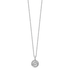 Sterling Silver Diamond Circle Necklace with Polished Rhodium Finish