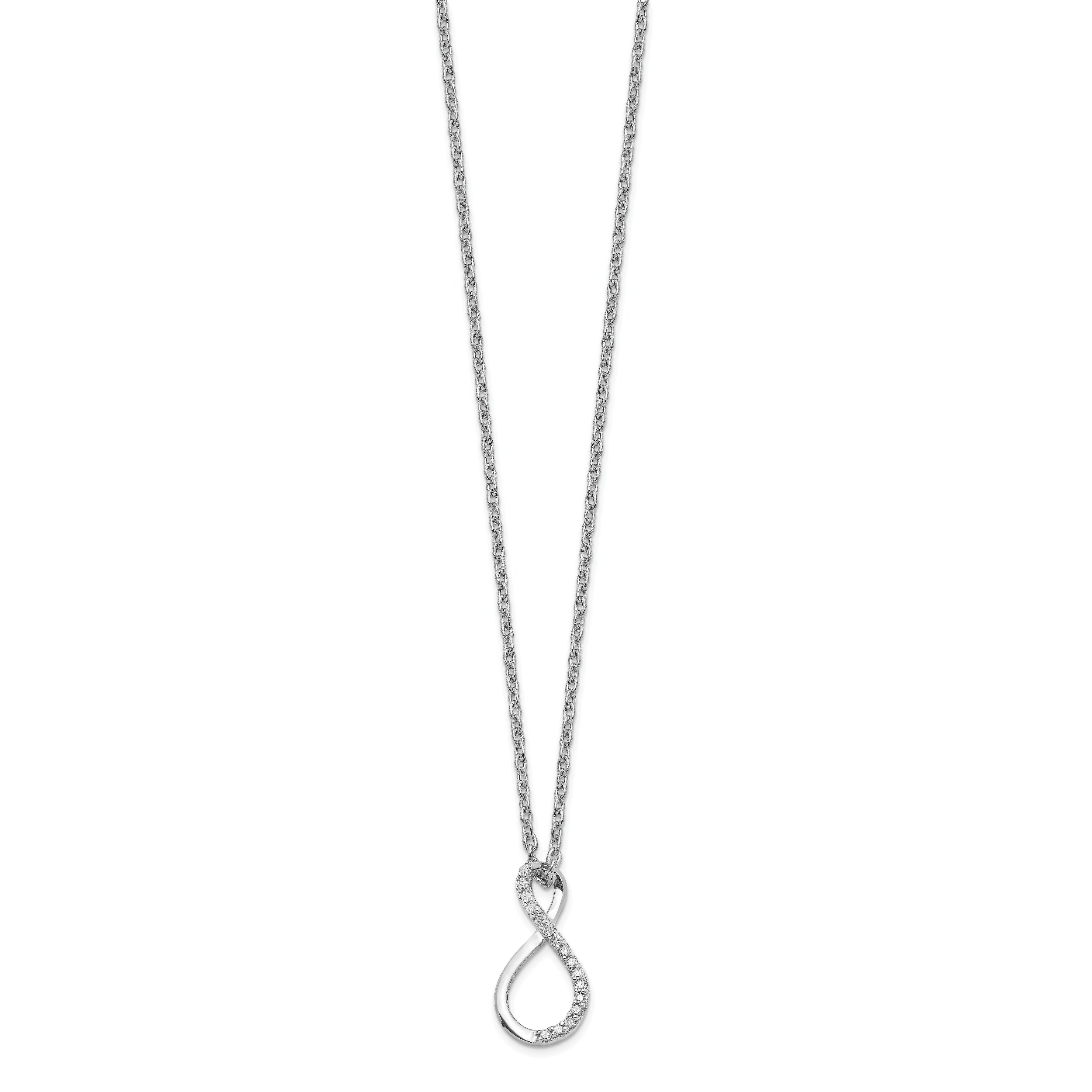 Sterling Silver Infinity Necklace with Diamond Accents and Rhodium Finish