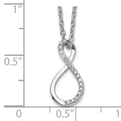 Sterling Silver Infinity Necklace with Diamond Accents and Rhodium Finish