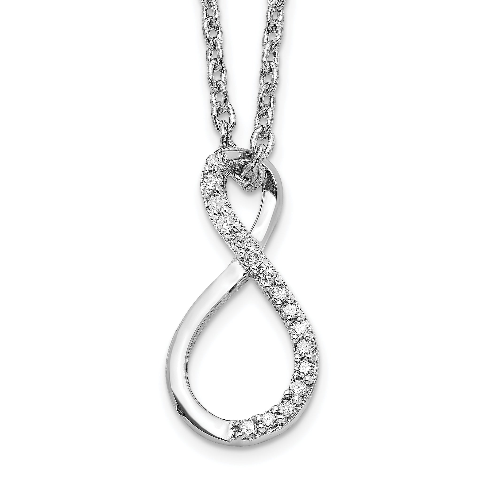 Sterling Silver Rhodium Plated Diamond Accent Infinity Necklace Main image