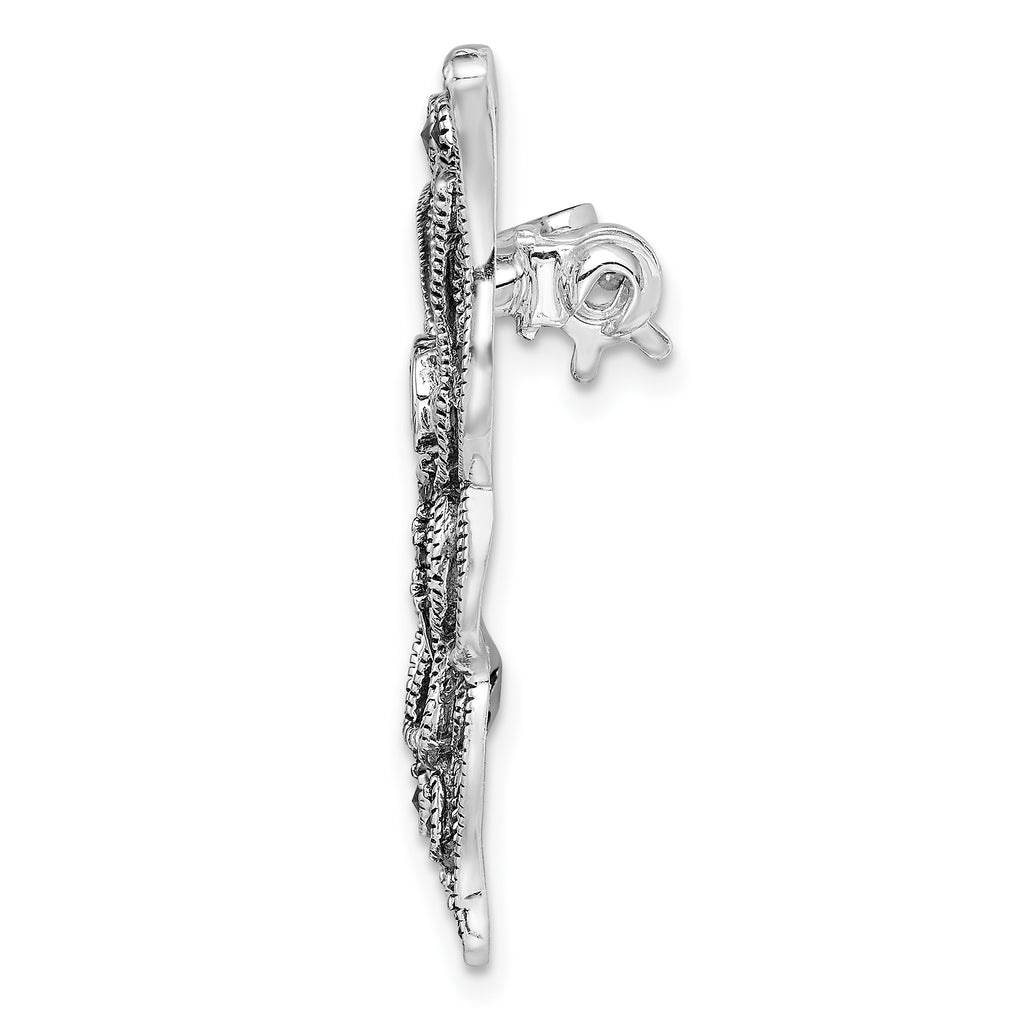 Sterling Silver 925 Red CZ Butterfly Pin with Rhodium Finish