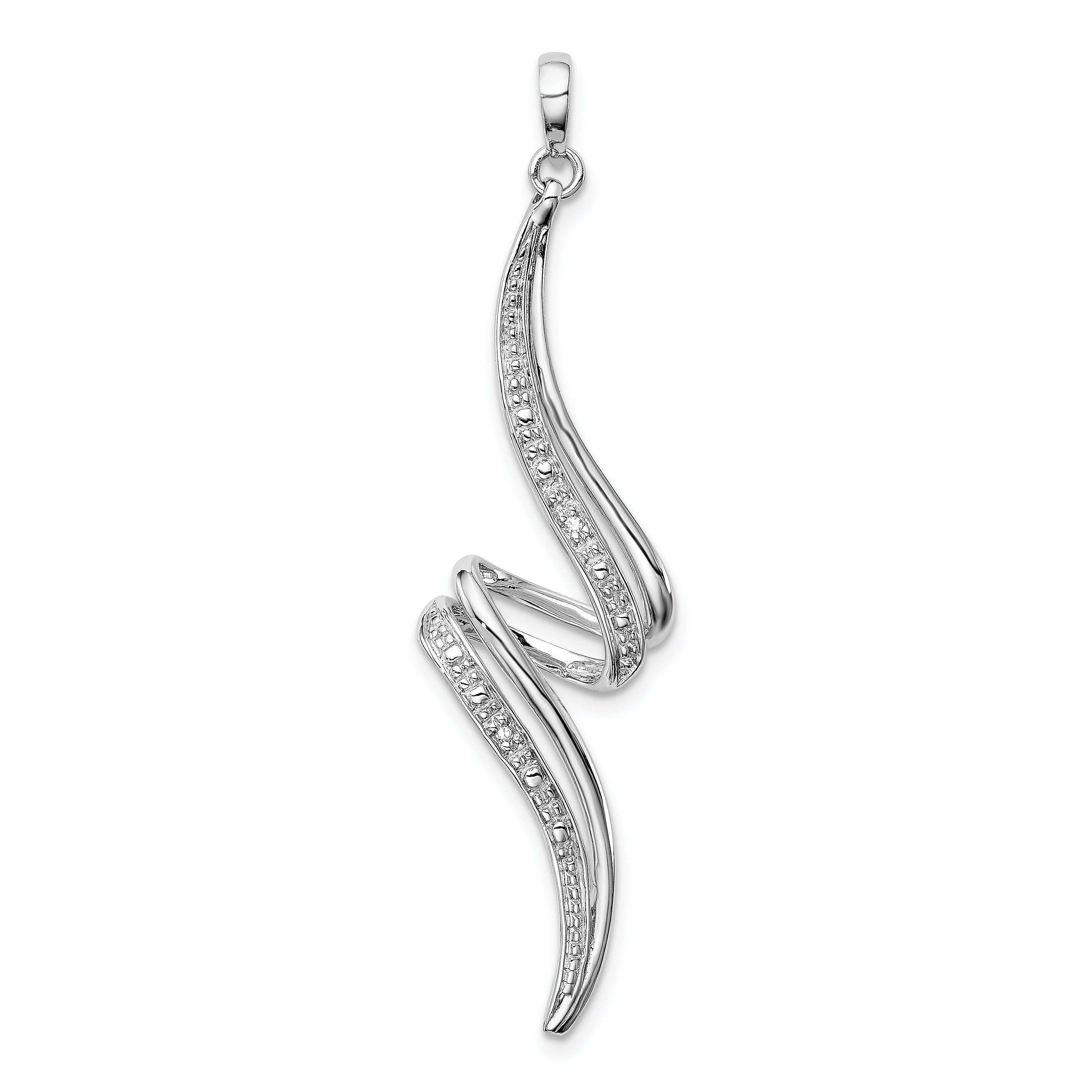 Sterling Silver Rhodium Plated Diamond Swirl Pendant Main image
