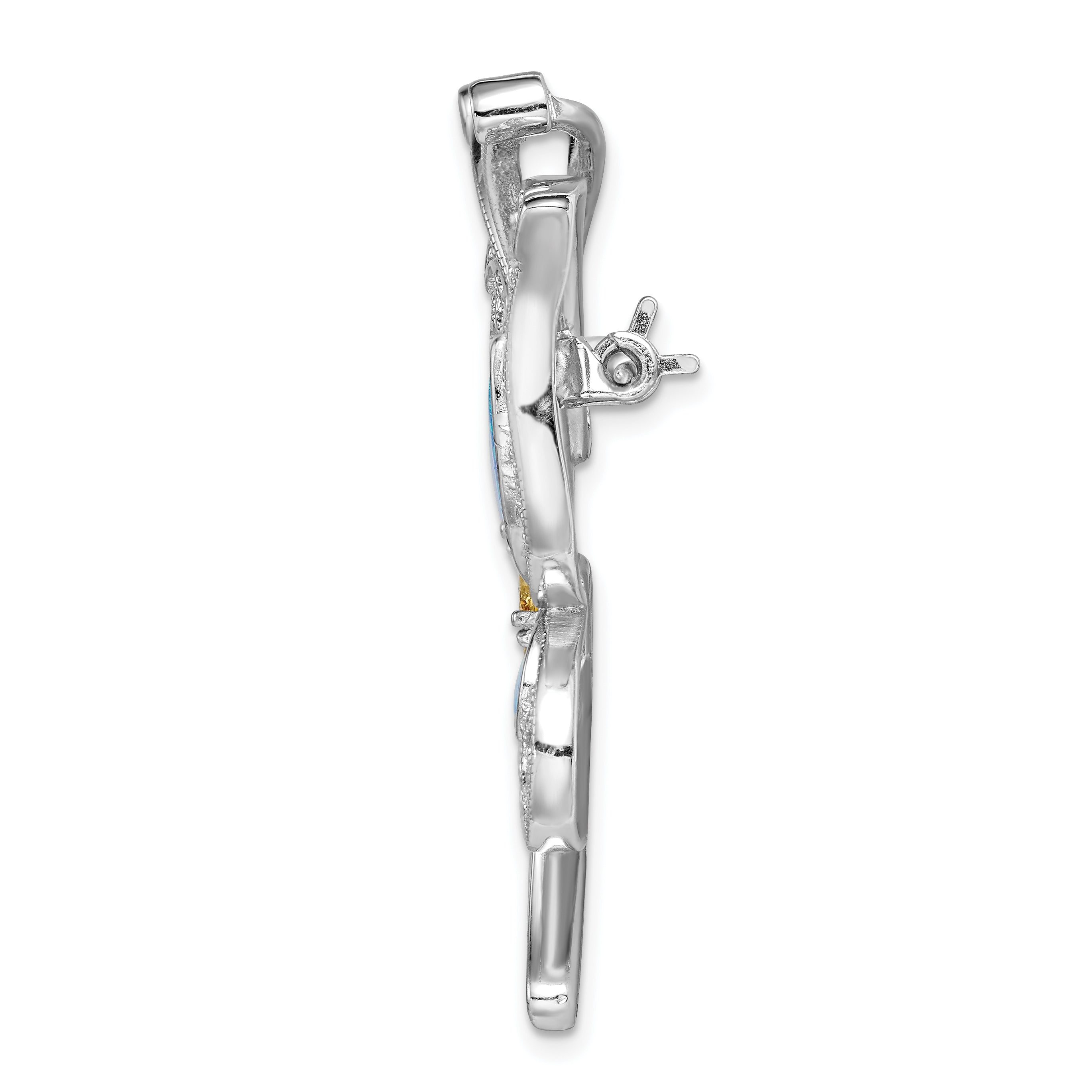 Sophia Jewelers Sterling Silver Opal CZ Butterfly Pin with Rhodium Finish