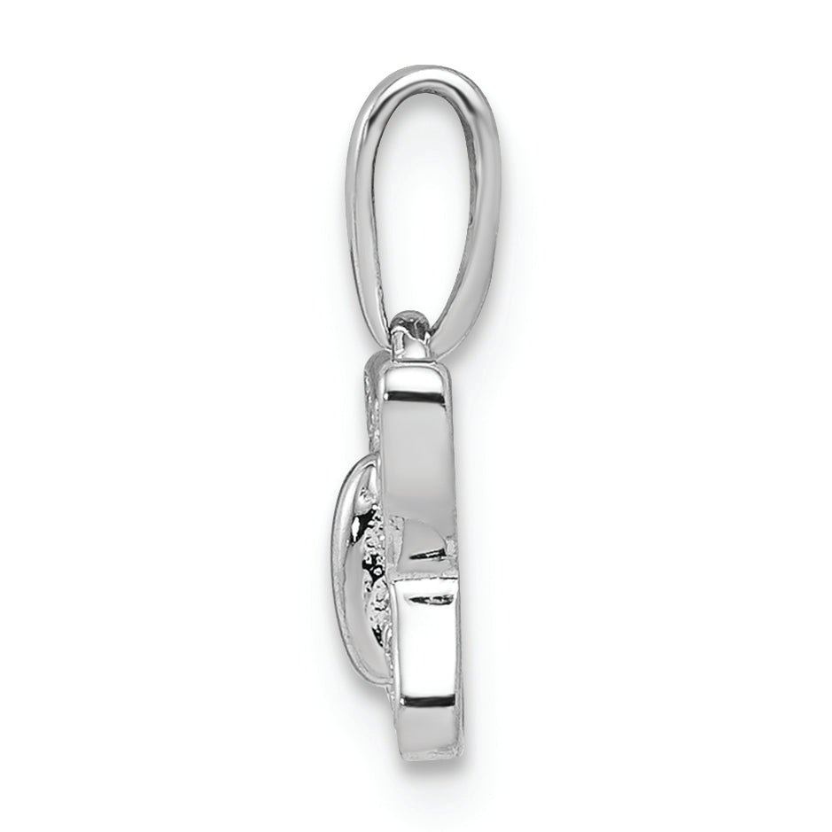 Sterling Silver Rhodium Plated Diamond Butterfly Pendant Secondary image