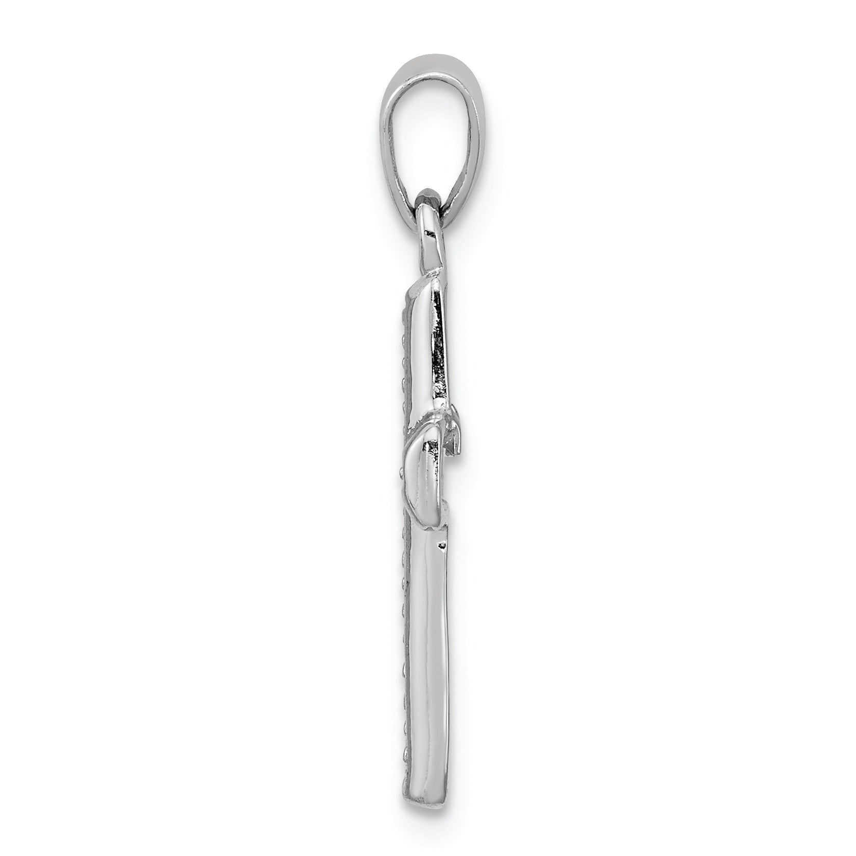 Sterling Silver Rhodium Plated Diamond Cross Pendant Secondary image