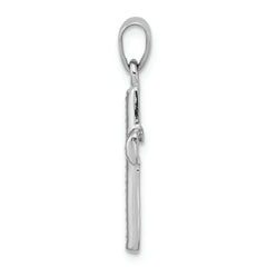 Sterling Silver Rhodium Plated Diamond Cross Pendant