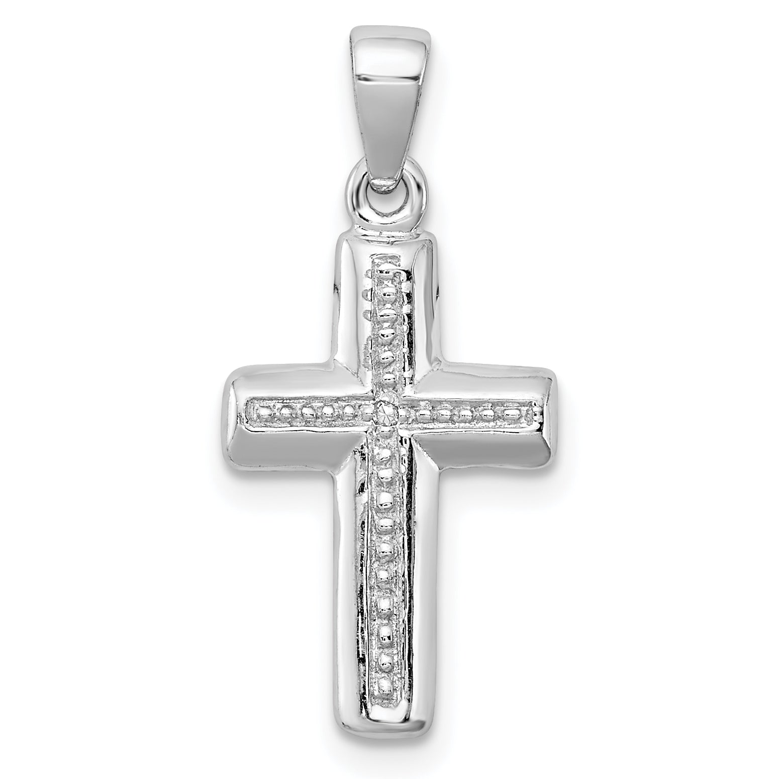 Sterling Silver Rhodium Plated Diamond Cross Pendant Main image