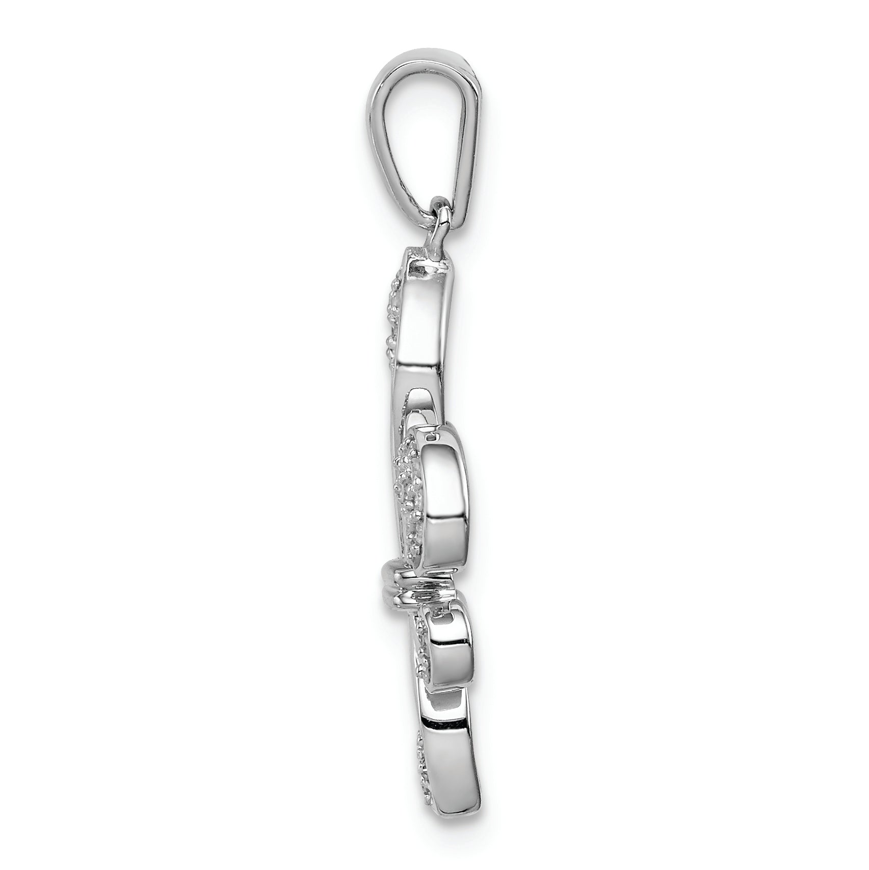 Sterling Silver Rhod-Plated with 14K Diamond Fleur De Lis Pendant Secondary image