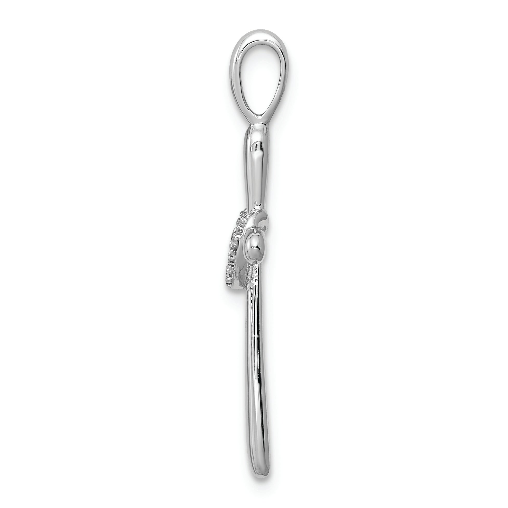 Sterling Silver Rhodium & Diam. Cross with Heart Pendant Secondary image