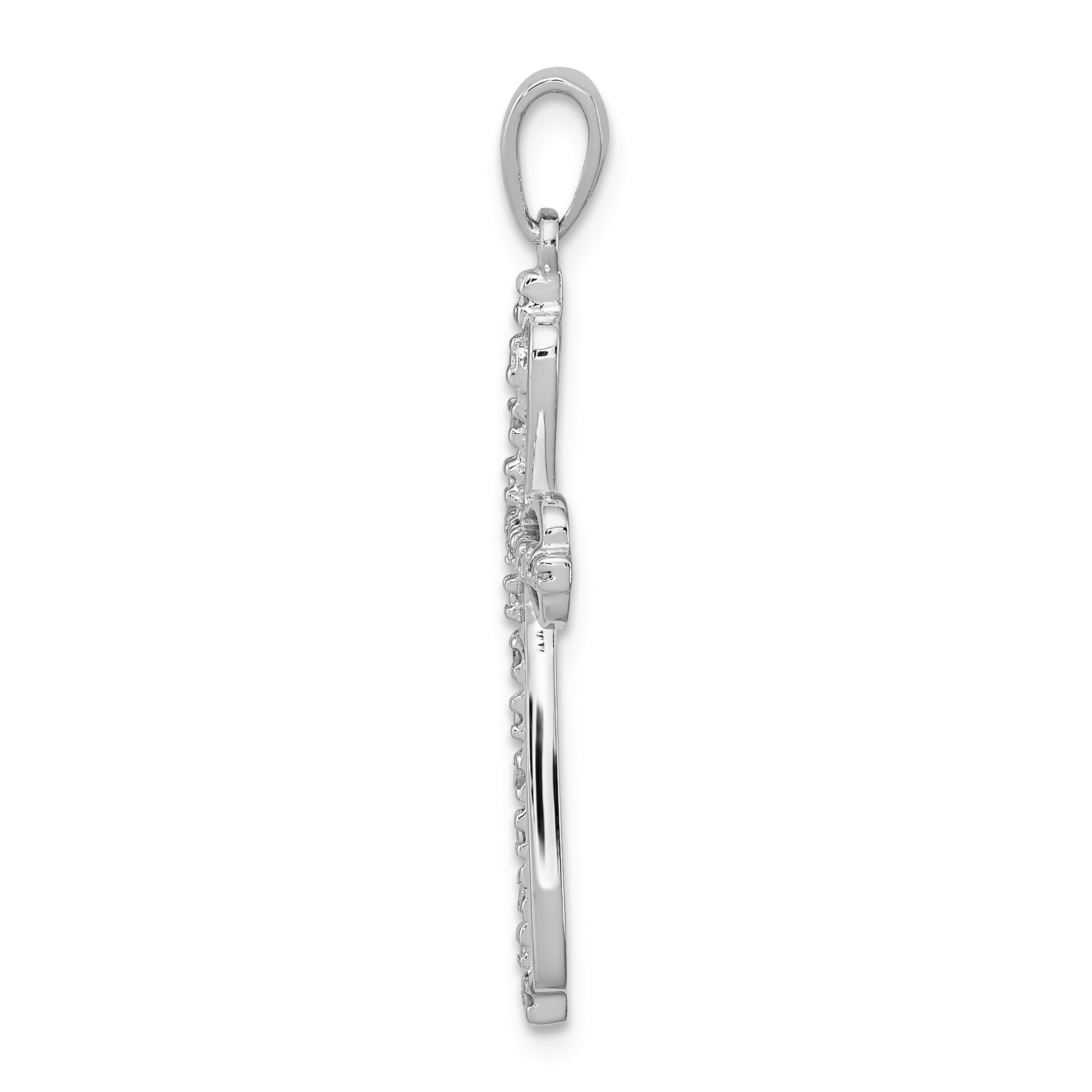 Sterling Silver Rhodium Plated Diamond Cross Pendant Secondary image