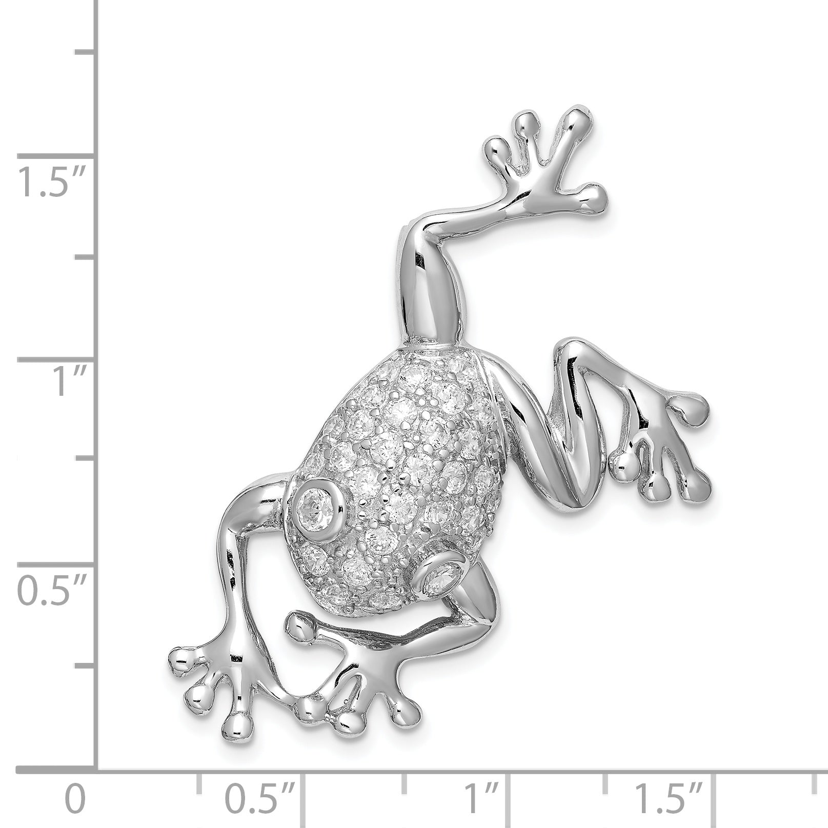 Sterling Silver 925 Frog Brooch with CZ Elegance Rhodium Finish