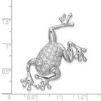 Sterling Silver 925 Frog Brooch with CZ Elegance Rhodium Finish