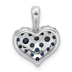 Sterling Silver Rhodium Diam. & Sapphire Heart Pendant