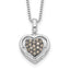 White Night Sterling Silver Rhodium-plated Champagne Diamond Heart 18 Inch Necklace with 2 Inch Extender