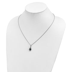 White Night Sterling Silver Rhodium-plated Blue and White Diamond 18 inch Necklace with 2 Inch Extender