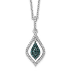 White Night Sterling Silver Rhodium-plated Blue and White Diamond 18 inch Necklace with 2 Inch Extender