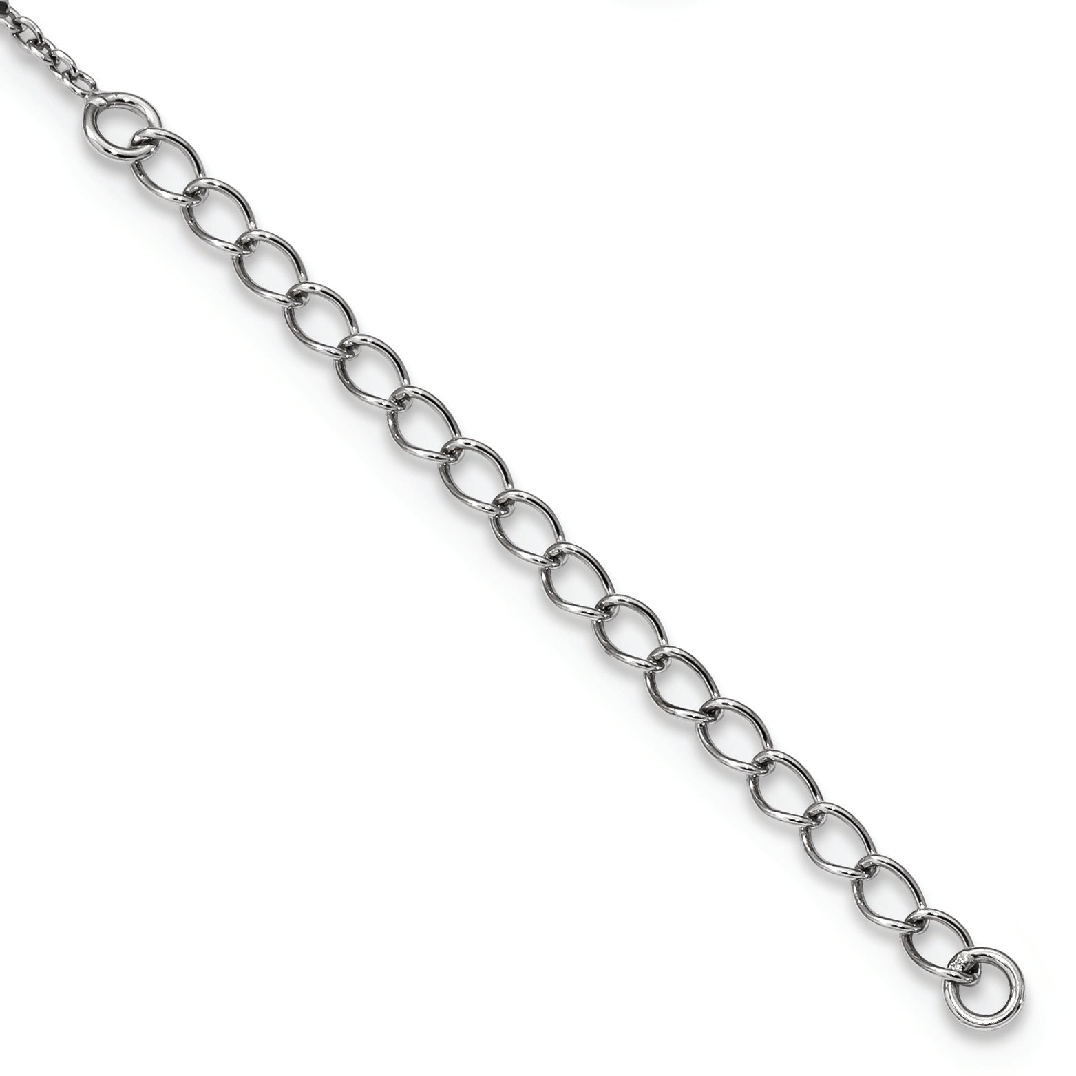 White Night Sterling Silver Rhodium-plated Swirl White and Blue Diamond 18 inch Necklace with 2 Inch Extender