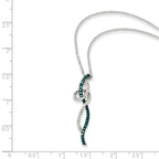 White Night Sterling Silver Rhodium-plated Swirl White and Blue Diamond 18 inch Necklace with 2 Inch Extender