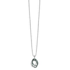 White Night Sterling Silver Rhodium-plated Blue and White Diamond Triple Oval Pendant 18 Inch Necklace with 2 Inch Extender
