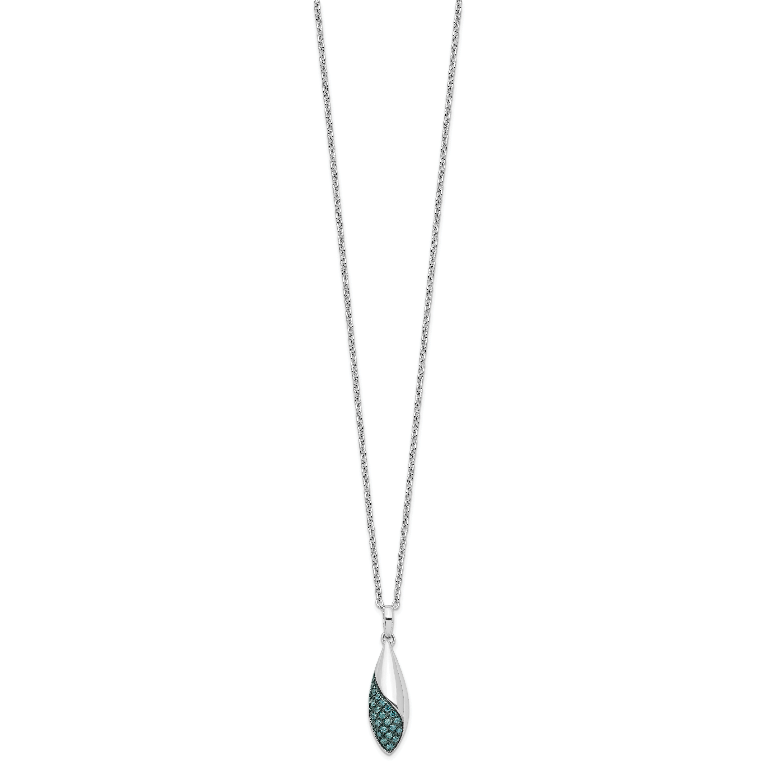 White Night Sterling Silver Rhodium-plated Blue Diamond 18 inch Necklace with 2 Inch Extender Secondary image