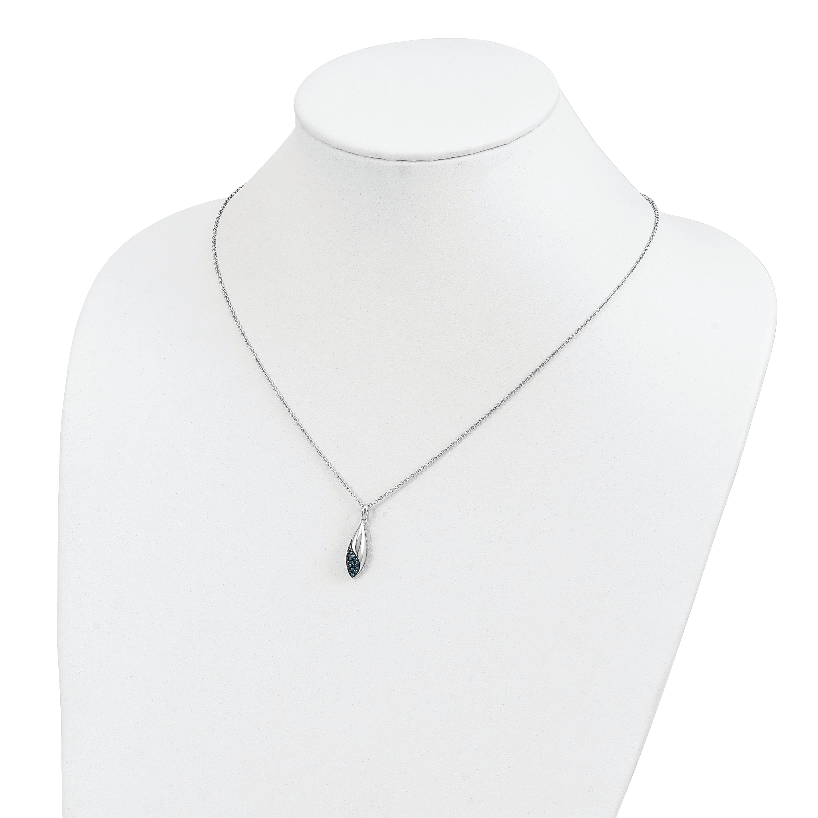 White Night Sterling Silver Rhodium-plated Blue Diamond 18 inch Necklace with 2 Inch Extender