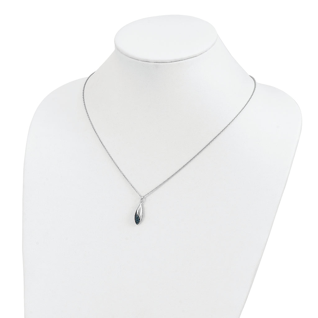 White Night Sterling Silver Rhodium-plated Blue Diamond 18 inch Necklace with 2 Inch Extender