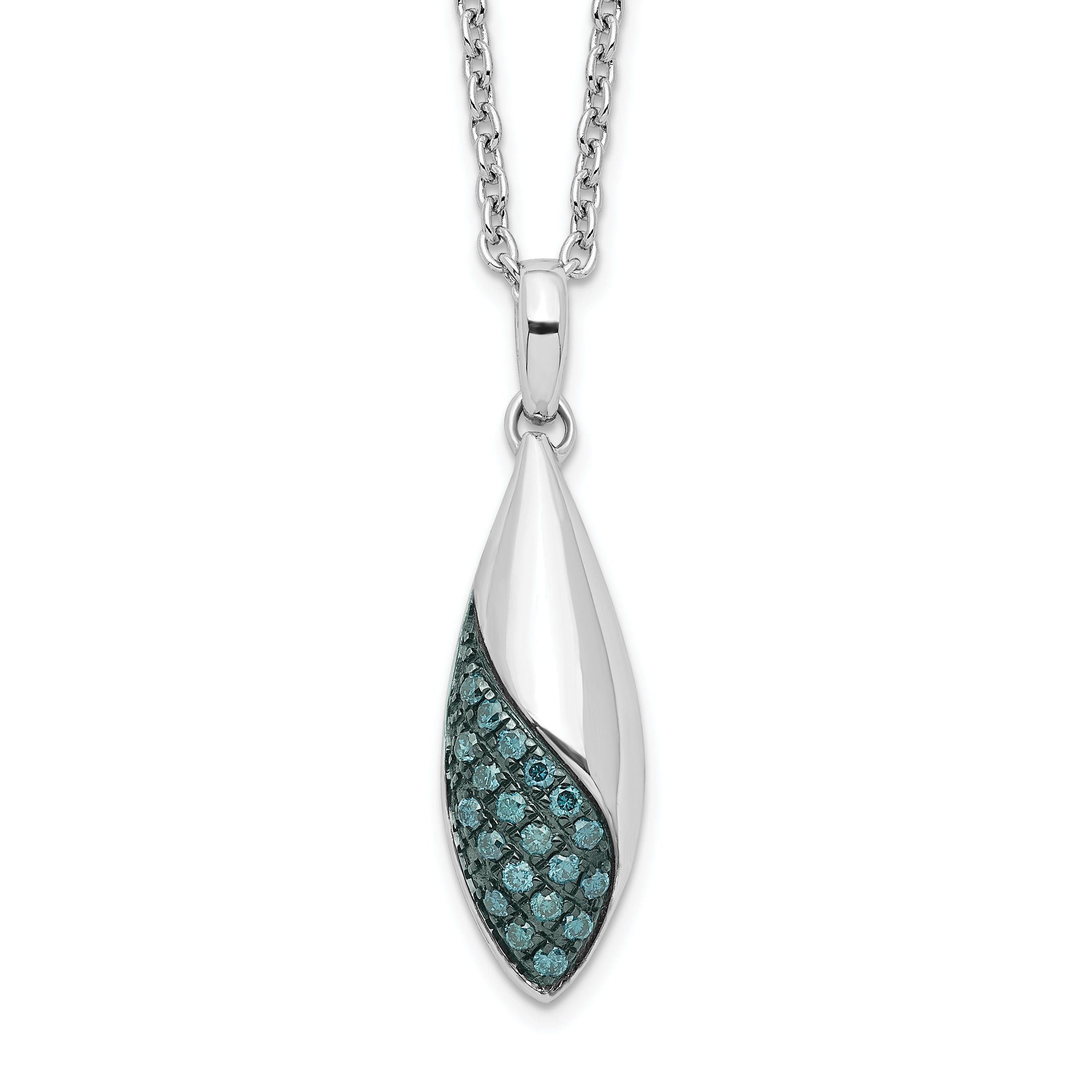 White Night Sterling Silver Rhodium-plated Blue Diamond 18 inch Necklace with 2 Inch Extender Main image