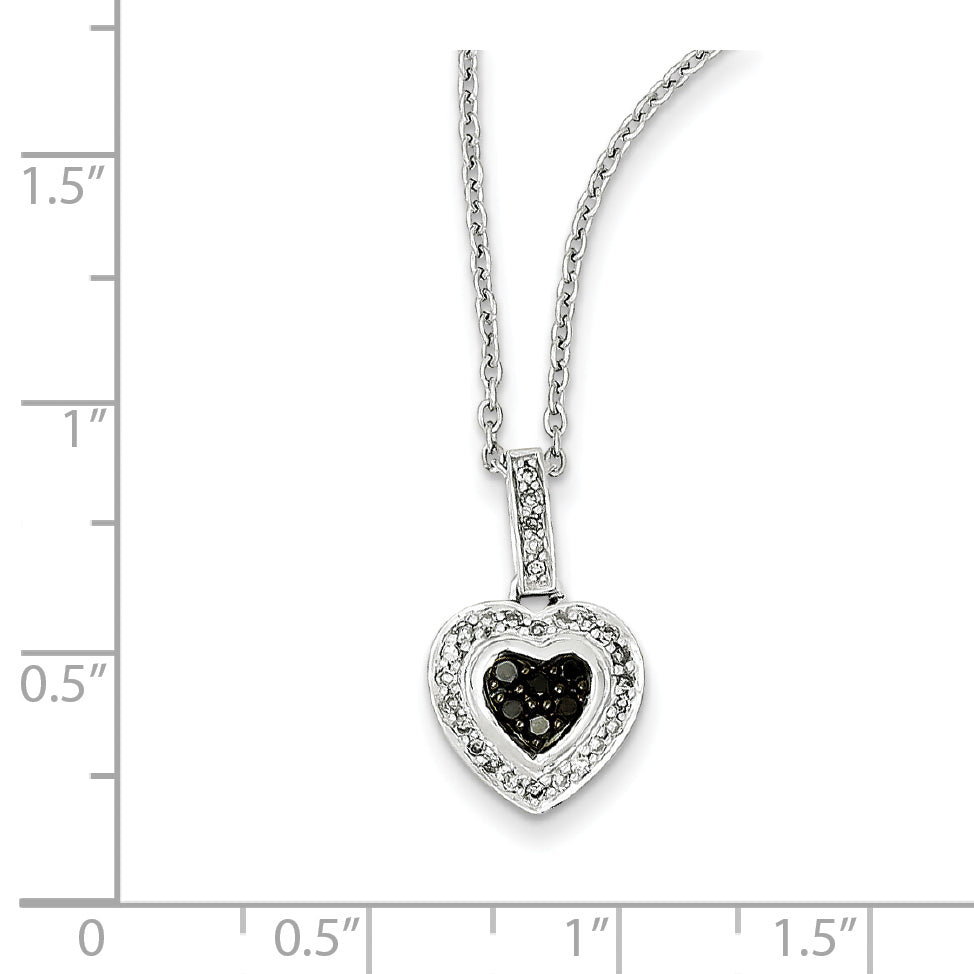 Sterling Silver Black Diamond Small Heart Pendant