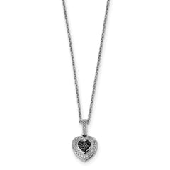 Sterling Silver Black Diamond Small Heart Pendant